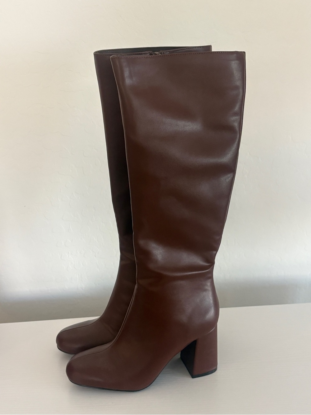 Women's Tall Brown Block Heel Boots